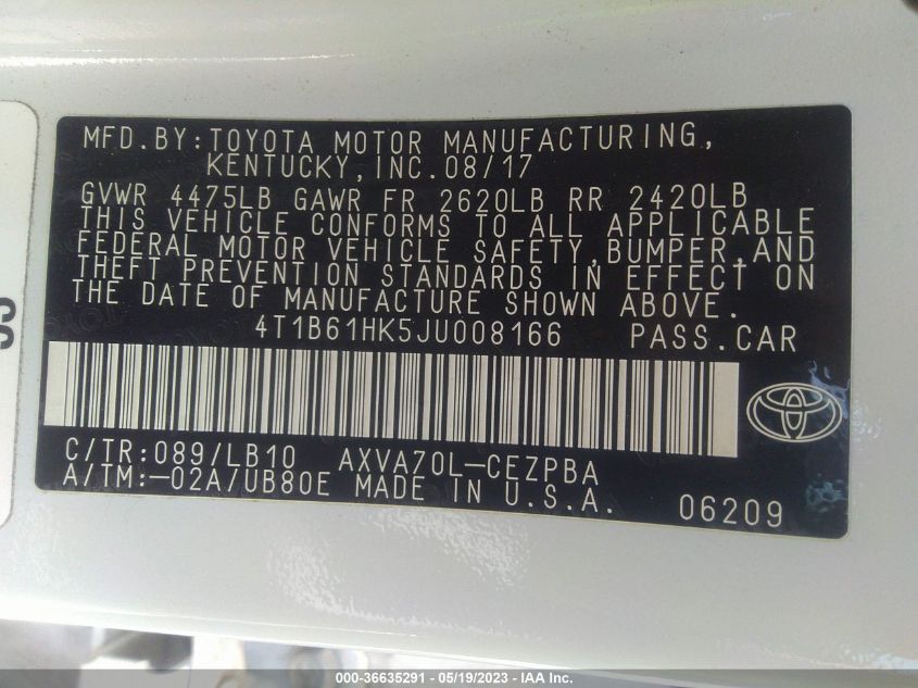 2018 TOYOTA CAMRY XSE - 4T1B61HK5JU008166