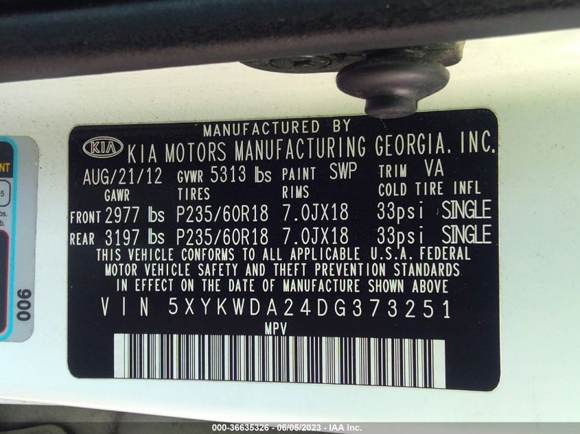 2013 KIA SORENTO SX - 5XYKWDA24DG373251