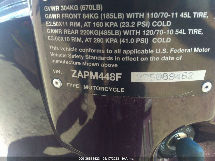 2007 VESPA LX 150 - ZAPM448F275009462