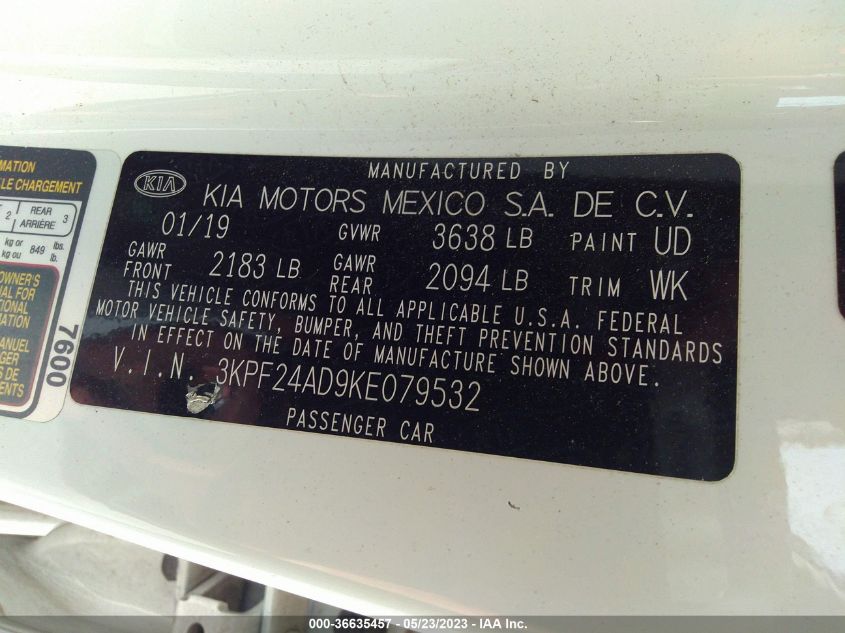 2019 KIA FORTE FE - 3KPF24AD9KE079532