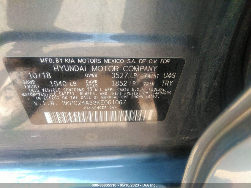 2019 HYUNDAI ACCENT SEL - 3KPC24A33KE061067