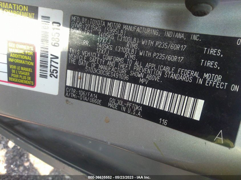 2014 TOYOTA SIENNA L - 5TDZK3DC9ES491096