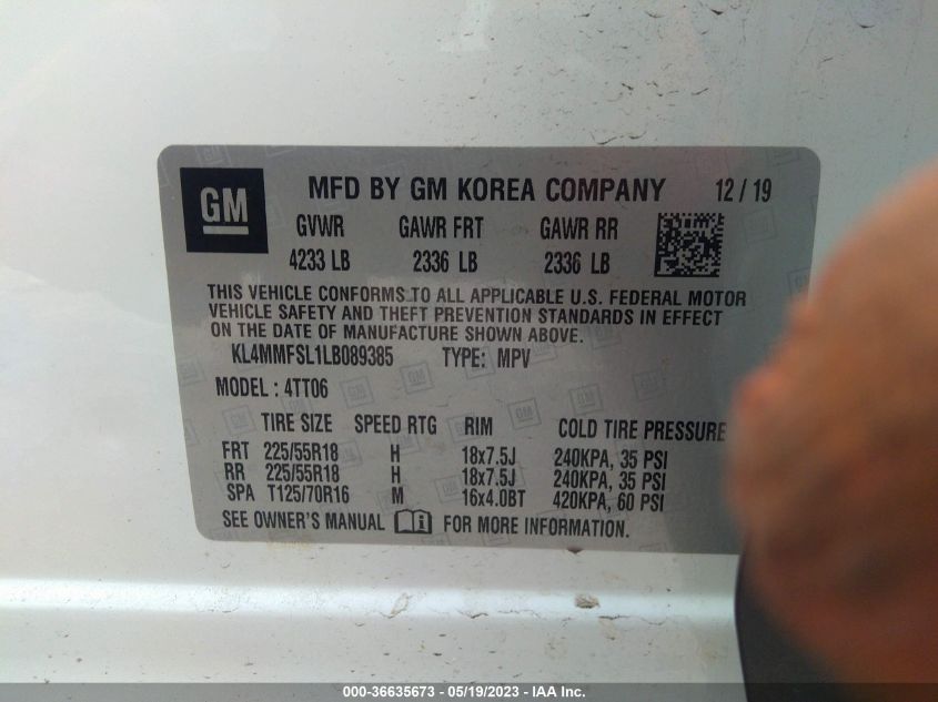 2020 BUICK ENCORE GX ESSENCE - KL4MMFSL1LB089385