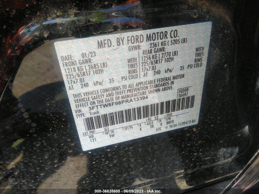 2023 FORD MAVERICK XL/XLT/LARIAT - 3FTTW8F98PRA13394