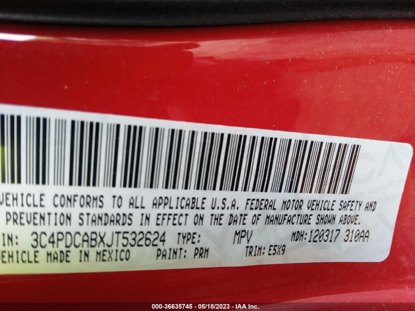 2018 DODGE JOURNEY SE - 3C4PDCABXJT532624