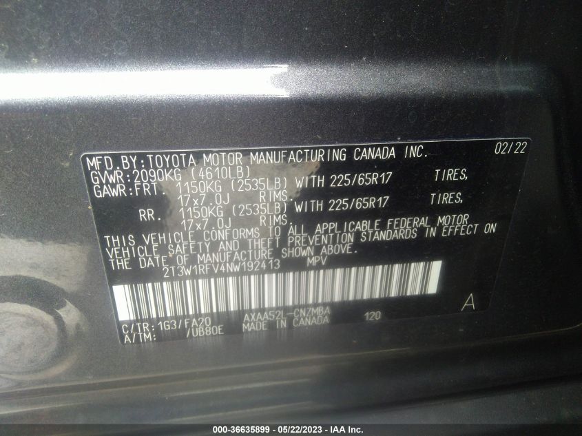 2022 TOYOTA RAV4 XLE - 2T3W1RFV4NW192413