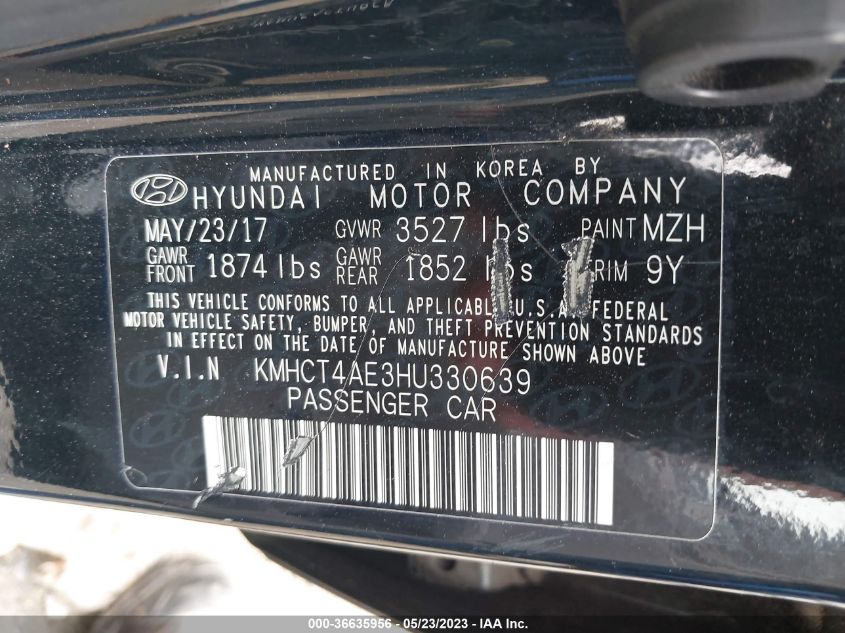 2017 HYUNDAI ACCENT SE - KMHCT4AE3HU330639