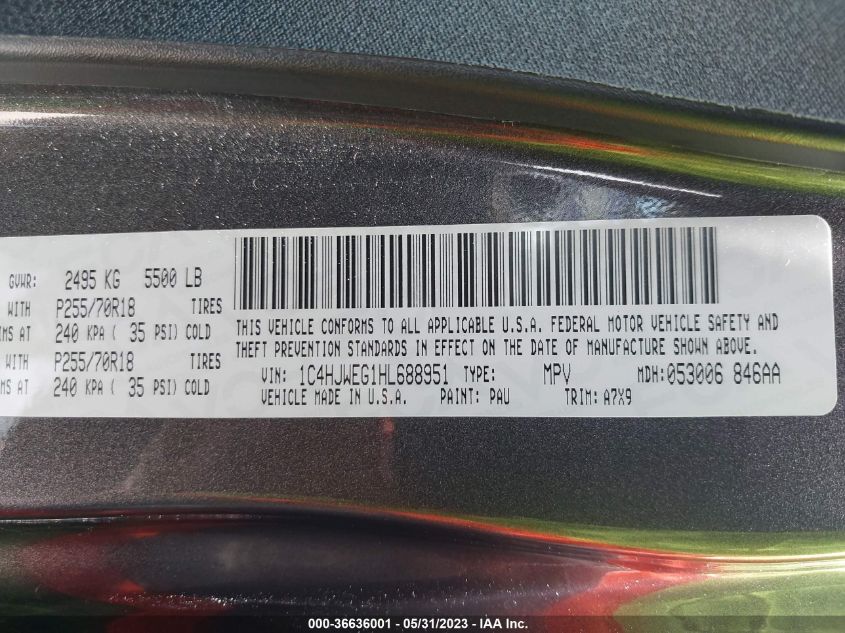 2017 JEEP WRANGLER UNLIMITED SAHARA - 1C4HJWEG1HL688951