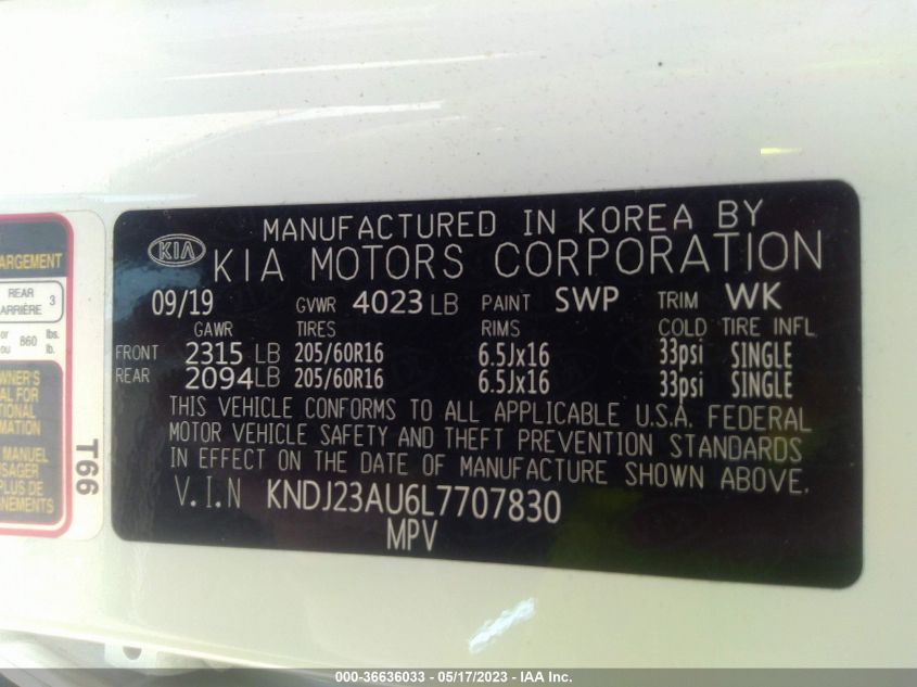 2020 KIA SOUL LX - KNDJ23AU6L7707830