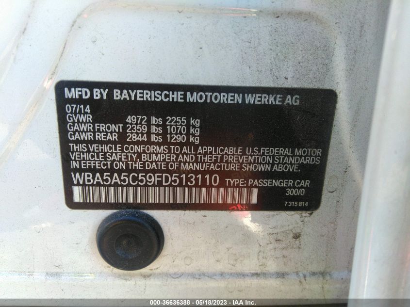 2015 BMW 5 SERIES 528I - WBA5A5C59FD513110