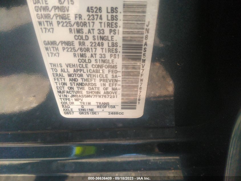 2015 NISSAN ROGUE SELECT S - JN8AS5MV7FW767291