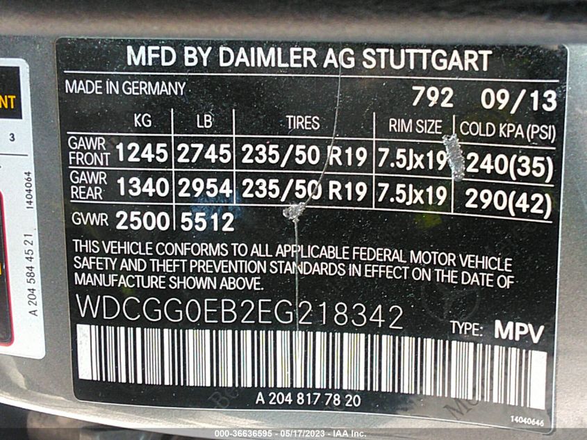 2014 MERCEDES-BENZ GLK-CLASS GLK 250 BLUETEC - WDCGG0EB2EG218342