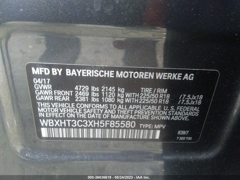2017 BMW X1 XDRIVE28I - WBXHT3C3XH5F85580