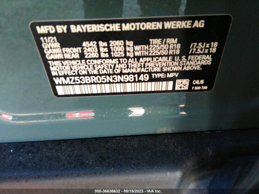 2022 MINI COUNTRYMAN COOPER S - WMZ53BR05N3N98149