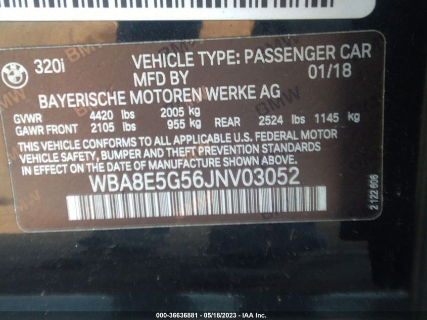 2018 BMW 3 SERIES 320I XDRIVE - WBA8E5G56JNV03052