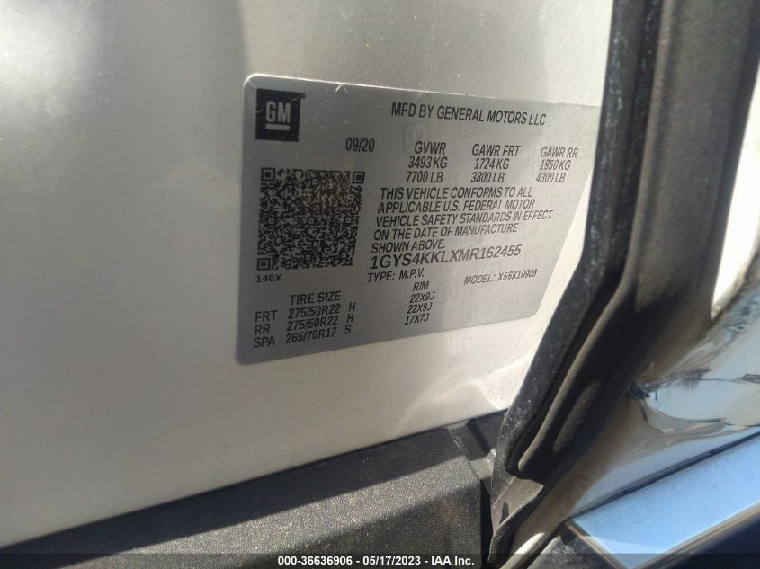 2021 CADILLAC ESCALADE ESV PREMIUM LUXURY - 1GYS4KKLXMR162455