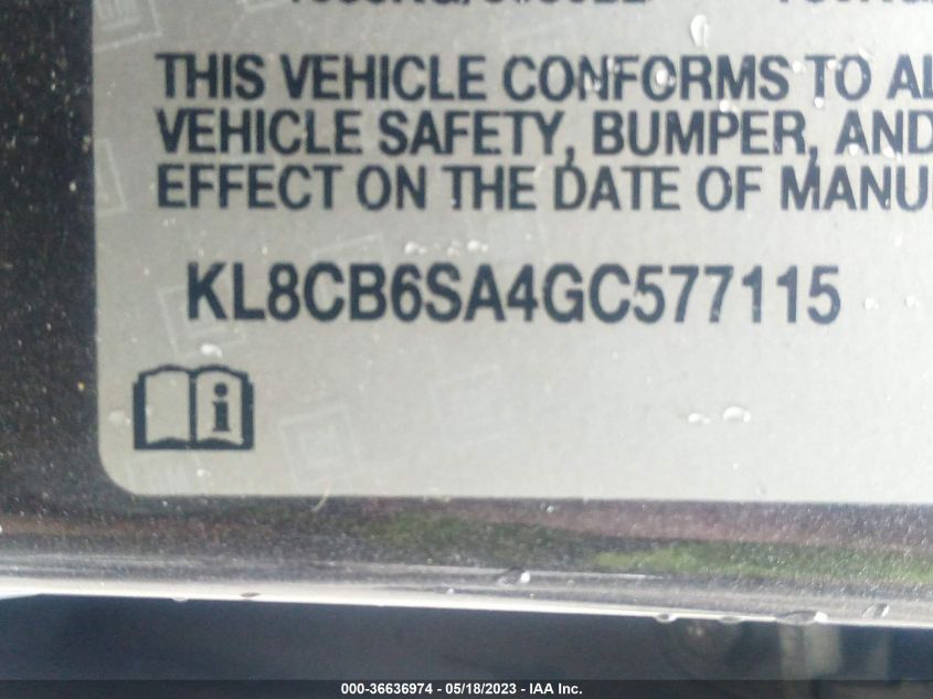 2016 CHEVROLET SPARK LS - KL8CB6SA4GC577115