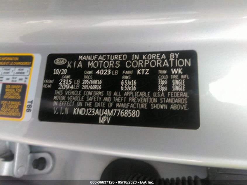 2021 KIA SOUL S - KNDJ23AU4M7768580