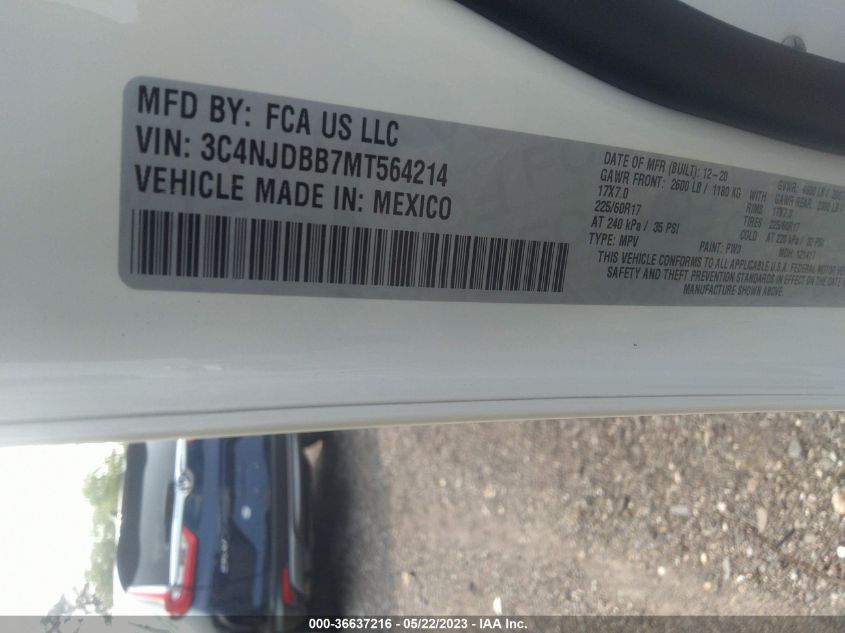 2021 JEEP COMPASS LATITUDE - 3C4NJDBB7MT564214