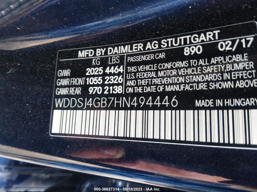2017 MERCEDES-BENZ CLA CLA 250 - WDDSJ4GB7HN494446