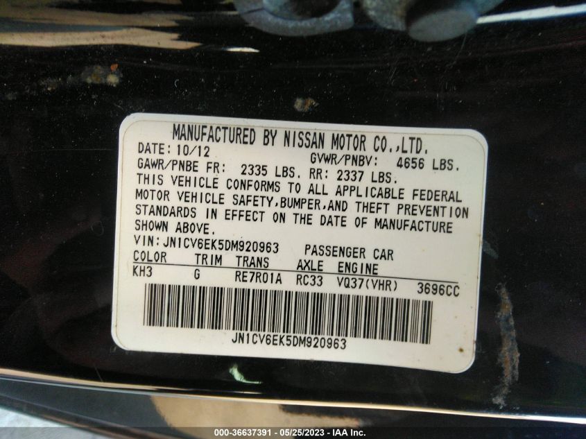 2013 INFINITI G37 COUPE JOURNEY JN1CV6EK5DM920963