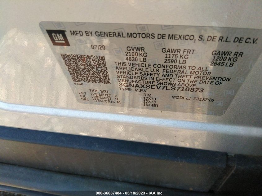 2020 CHEVROLET EQUINOX LS - 3GNAXSEV7LS710873