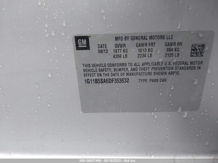 2013 CHEVROLET MALIBU LS - 1G11B5SA6DF353632