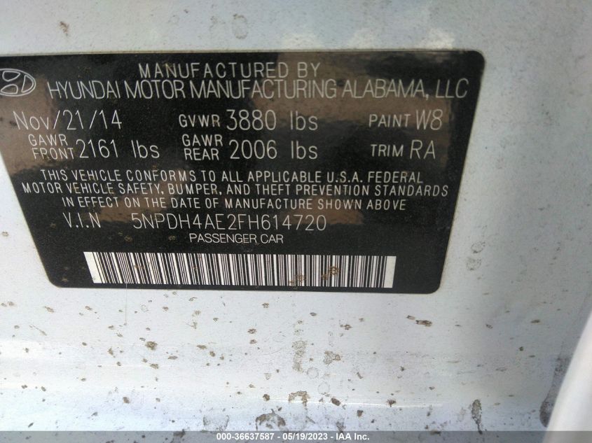 2015 HYUNDAI ELANTRA SE - 5NPDH4AE2FH614720