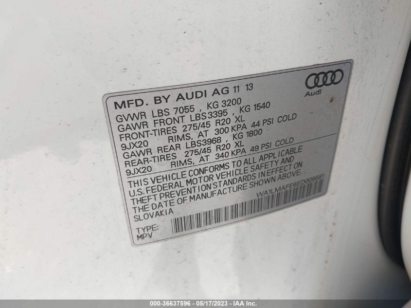 2014 AUDI Q7 3.0L TDI PREMIUM PLUS - WA1LMAFE6ED009581