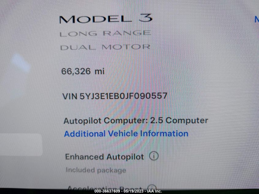 2018 TESLA MODEL 3 LONG RANGE - 5YJ3E1EB0JF090557