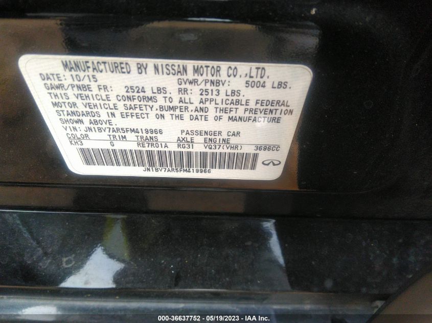 2015 INFINITI Q50 - JN1BV7AR5FM419966