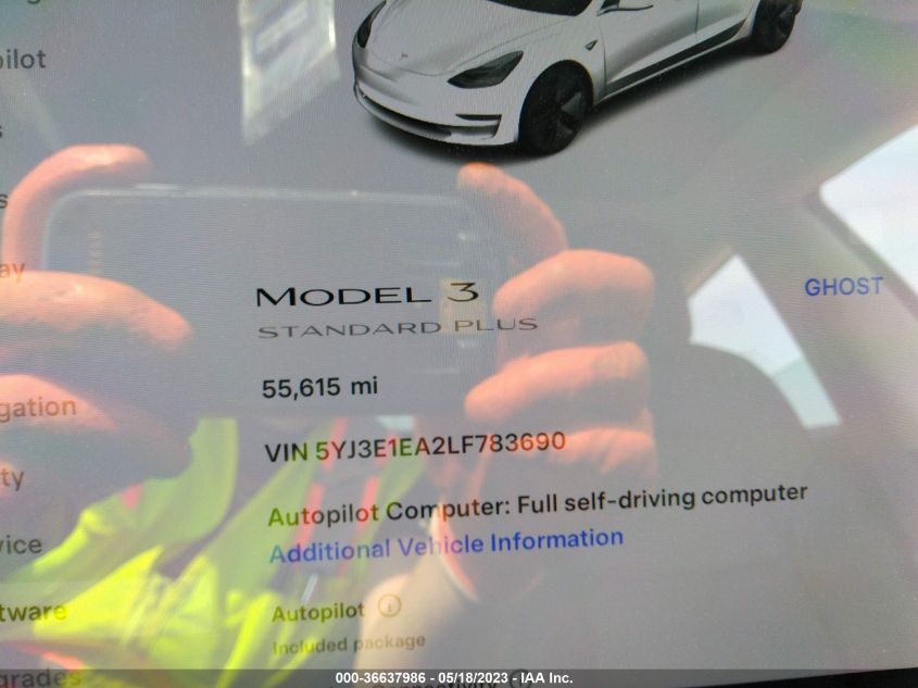 2020 TESLA MODEL 3 STANDARD RANGE - 5YJ3E1EA2LF783690