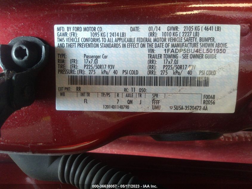 2014 FORD C-MAX HYBRID SEL - 1FADP5BU4EL501950