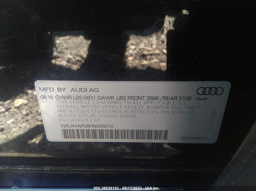2017 AUDI A8 L - WAU44AFD8HN006016