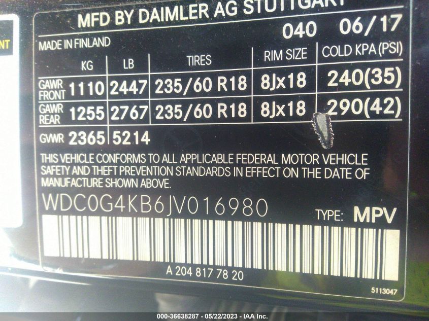 2018 MERCEDES-BENZ GLC GLC 300 - WDC0G4KB6JV016980