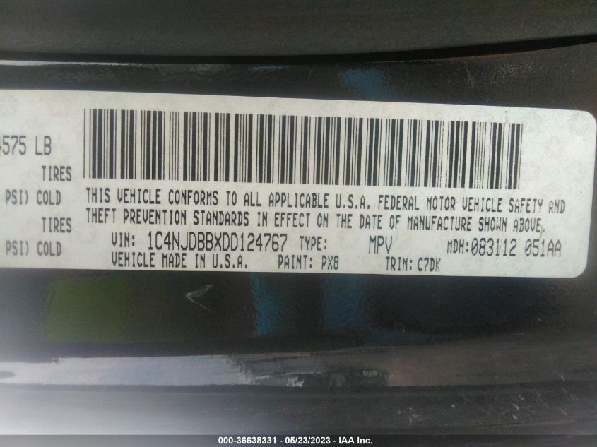 2013 JEEP COMPASS SPORT - 1C4NJDBBXDD124767