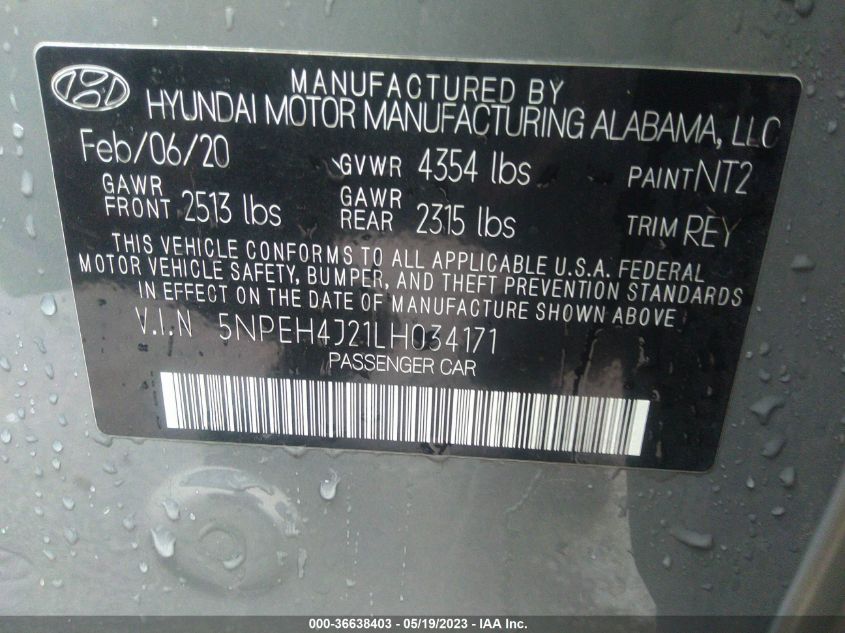 2020 HYUNDAI SONATA LIMITED - 5NPEH4J21LH034171