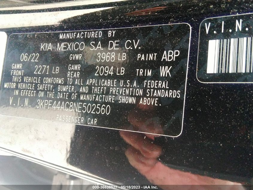 2022 KIA FORTE GT - 3KPF44AC8NE502560