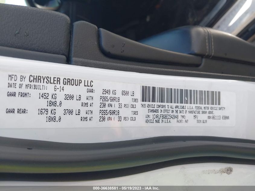 2014 JEEP GRAND CHEROKEE LIMITED - 1C4RJFBG8EC542048