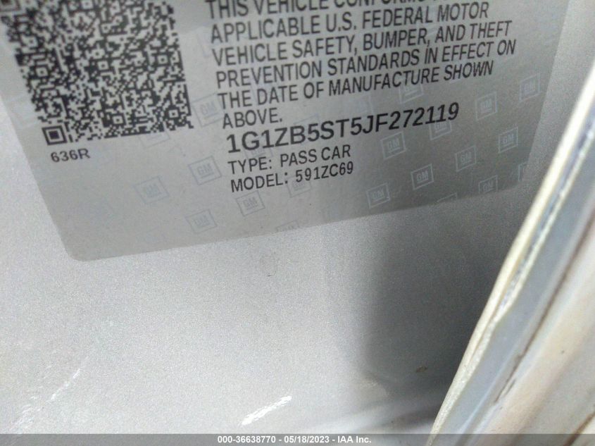 2018 CHEVROLET MALIBU LS - 1G1ZB5ST5JF272119