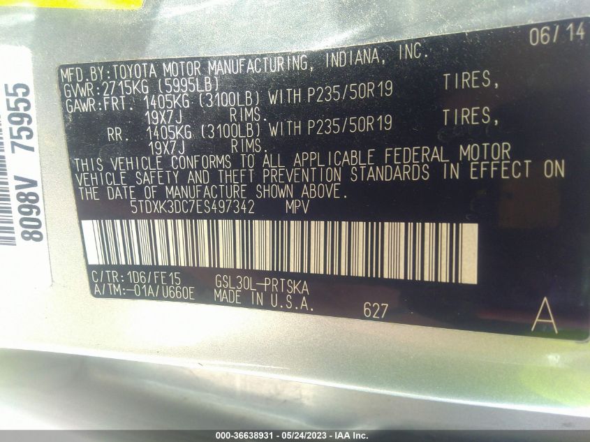 2014 TOYOTA SIENNA SE - 5TDXK3DC7ES497342