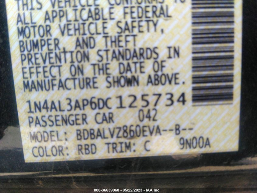 2013 NISSAN ALTIMA 2.5 SL - 1N4AL3AP6DC125734