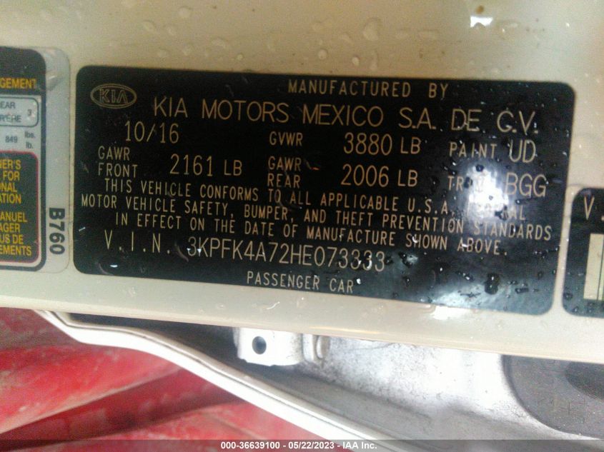 2017 KIA FORTE LX - 3KPFK4A72HE073333
