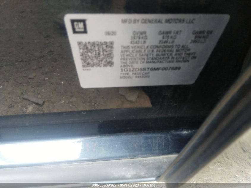 VIN 1G1ZD5ST6MF007689 2021 CHEVROLET MALIBU LT