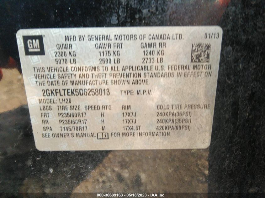2013 GMC TERRAIN SLE - 2GKFLTEK5D6258013