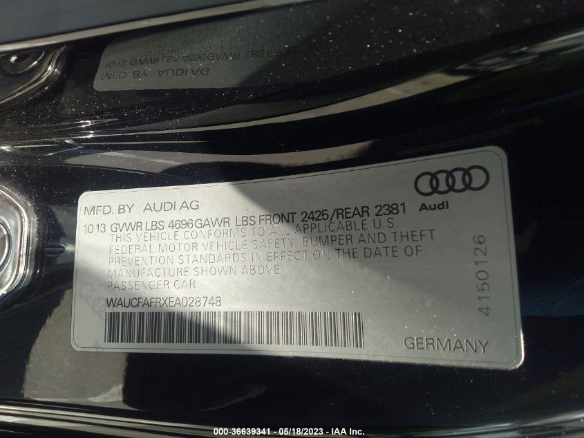 2014 AUDI A5 PREMIUM - WAUCFAFRXEA028748