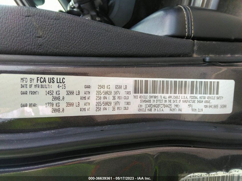 2015 DODGE DURANGO SXT - 1C4RDHAG8FC784425