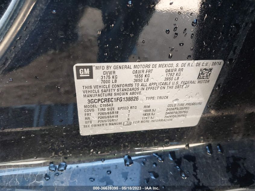 2015 CHEVROLET SILVERADO 1500 LT - 3GCPCREC1FG138826