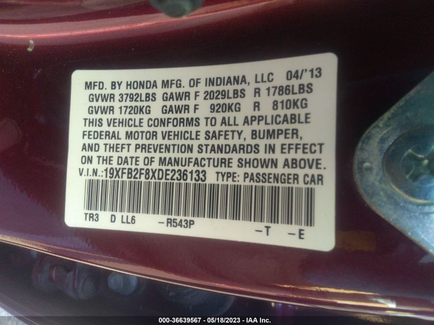 2013 HONDA CIVIC SDN EX - 19XFB2F8XDE236133