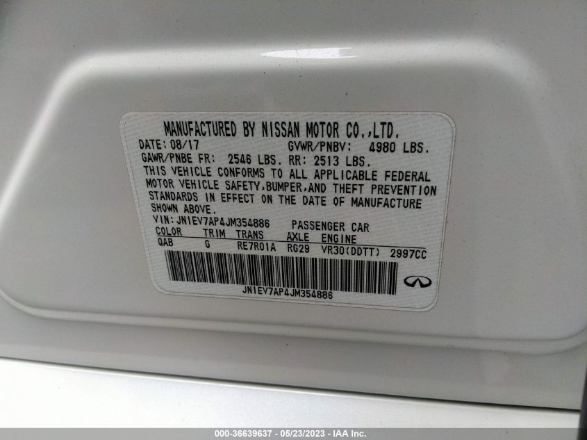2018 INFINITI Q50 3.0T SPORT - JN1EV7AP4JM354886